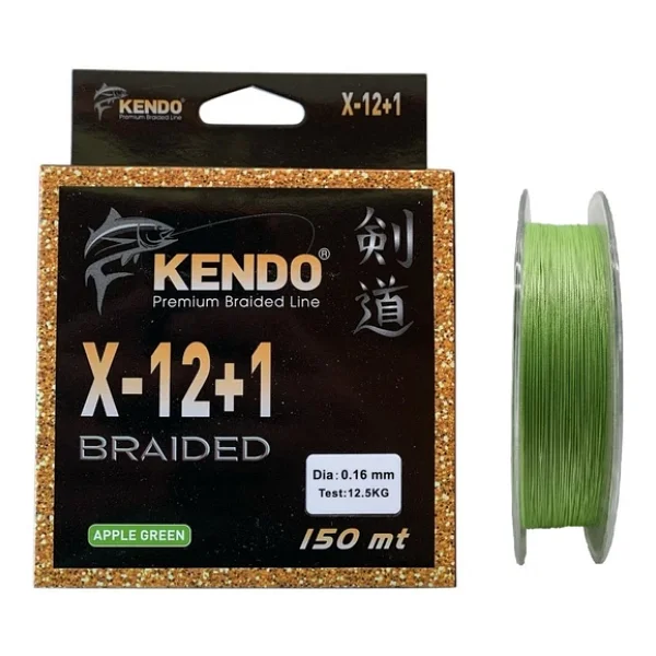 Kendo X-12+1 Braided 150 m 0.16 mm 12.5 kg Apple Green İp Misina - Görsel 2
