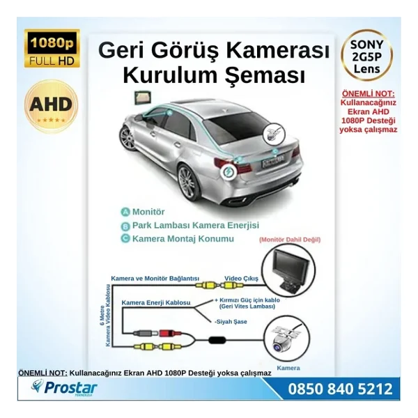 Navistar AHD 1080P Sony 2G5P Balıkgözü 175 Derece Geniş Açılı Araç Geri Görüş Kamerası - Görsel 5