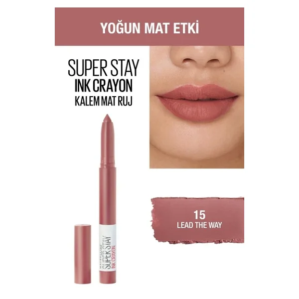 Maybelline New York Super Stay Ink Crayon 15 Lead The Way Kalem Ruj - Görsel 4