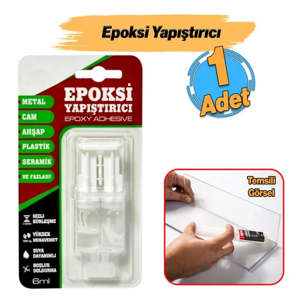 Hızlı Kuruyan Epoksi Yapıştırıcı 6 Ml Güçlü Genel Amaçlı Yapışma Metal Plastik Seramik Cam Kullanım - Görsel 6