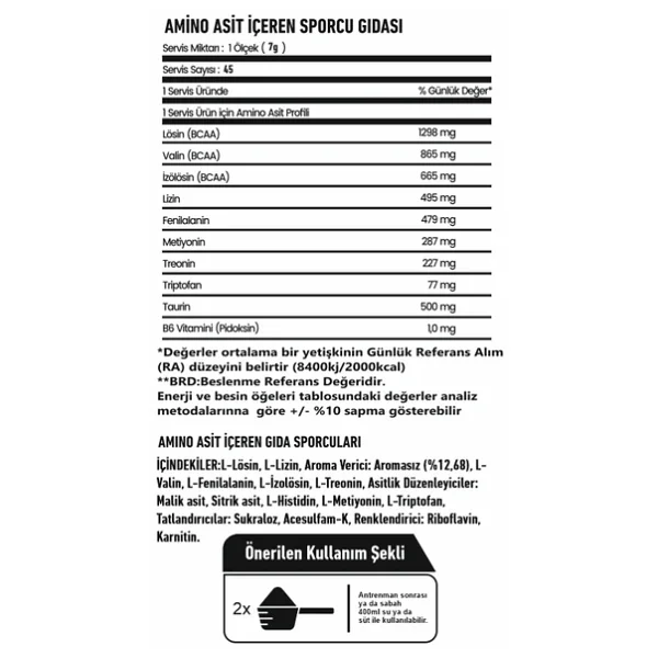 Zeus Nutrition Amino Eaa 300 Gr-Aromasız - Görsel 2