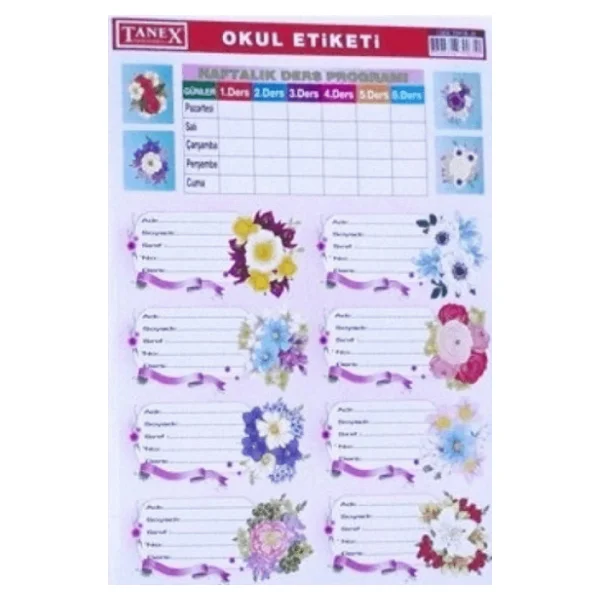Tanex Okul Etiketi 3Lü - 6 Paket - Görsel 2