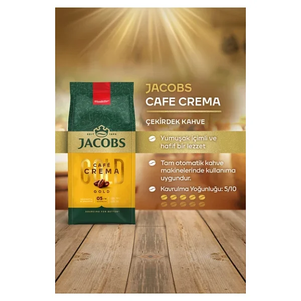 Jacobs Cafe Crema Çekirdek Kahve 500 gr - Görsel 3
