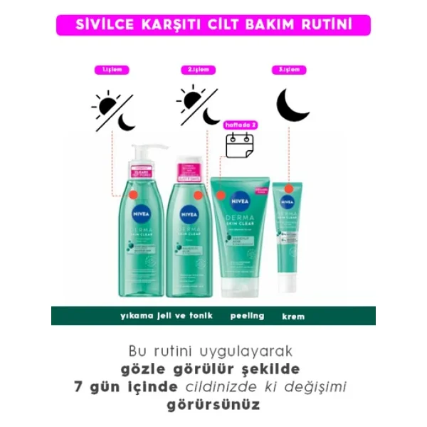 Nivea Derma Skin Clear Night Exfoliator-sivilceli Ciltler Cilt Bakım Seti 4 lü ürün - Görsel 2