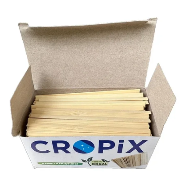 Cropix Tahta Ahşap Bambu Doğal Çay Kahve Karıştırıcı Çubuk Kaşık - 10.5 Cm. - 400 Adetlik 5 Paket - Görsel 7