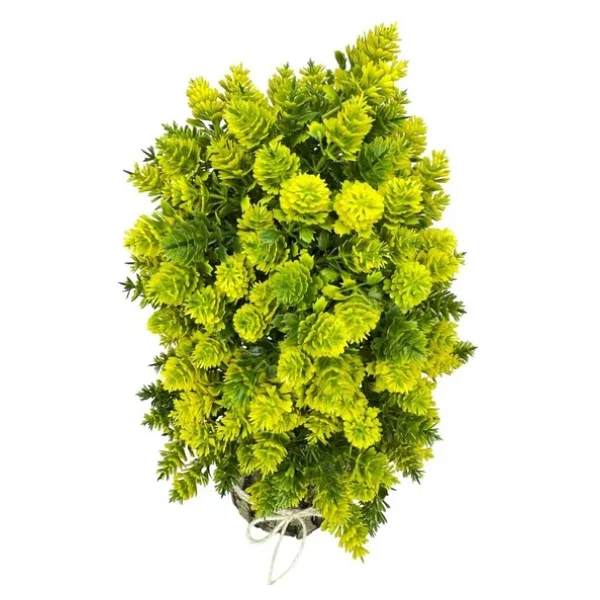 Nettenevime Yapay Çiçek Bonsai Ağacı Sarı Kozalaklı Kütük Saksıda Dekoratif Yapay Ağaç Bonzai 30x15 CM - Görsel 5
