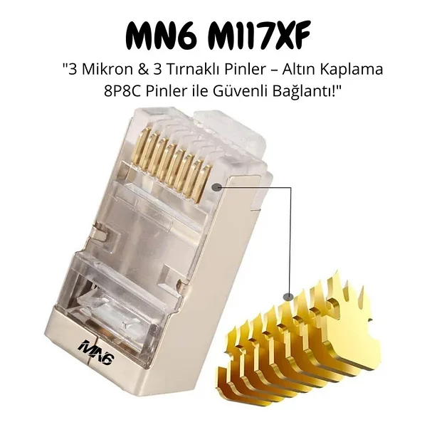 MN6 M117XF Cat6 jack/35 Adet-Metal EZ/Yeni Nesil rj45 cat6-8P/8C AÇIK UÇLU/Cat6 Konnektör - Görsel 4