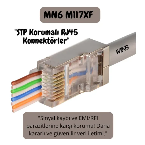 MN6 M117XF Cat6 jack/35 Adet-Metal EZ/Yeni Nesil rj45 cat6-8P/8C AÇIK UÇLU/Cat6 Konnektör - Görsel 3