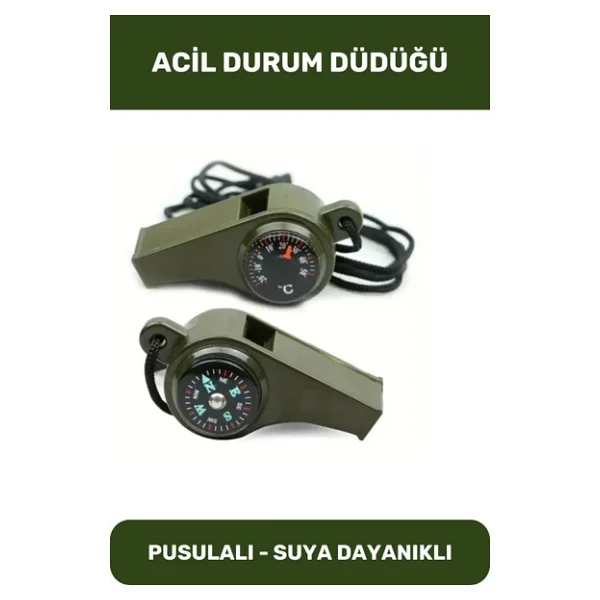 Hayatta Kalma Acil Durum Düdüğü Yüksek Sesli Kamp Deprem Doğa Dağcılık Pusulalı Çok Fonksiyonlu - Görsel 2