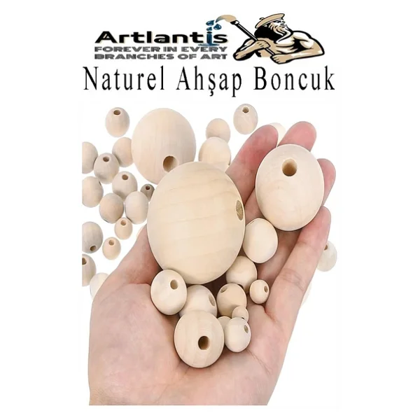 Naturel Ahşap Boncuk 8mm 100 lü 1 Paket Ham Boyanabilir Ahşap Yuvarlak Doğal Boncuklar Takı Tasarım Ektinlik Kreş Okul - Görsel 4