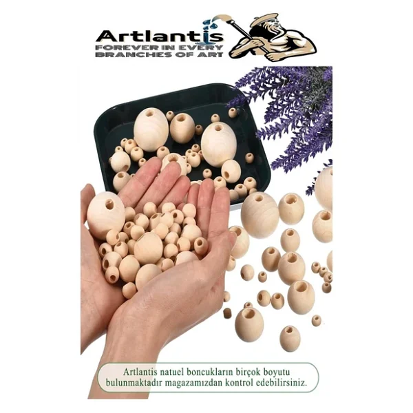 Naturel Ahşap Boncuk 8mm 100 lü 1 Paket Ham Boyanabilir Ahşap Yuvarlak Doğal Boncuklar Takı Tasarım Ektinlik Kreş Okul - Görsel 5