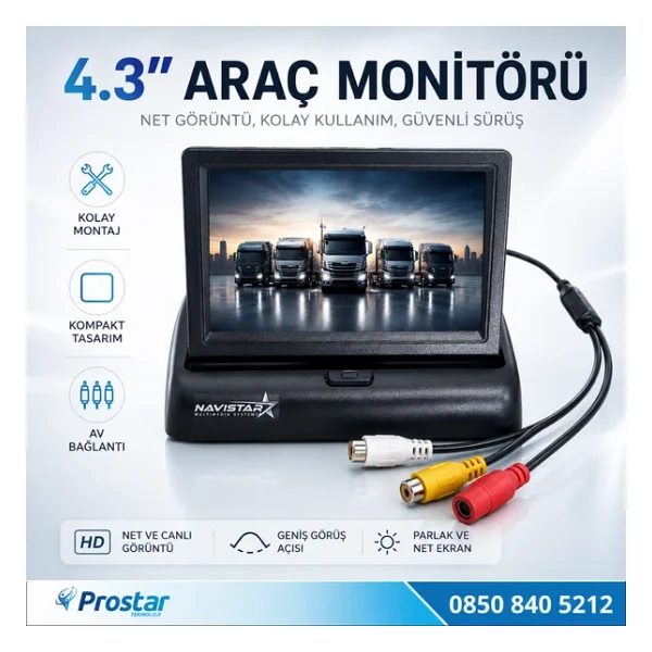 4.5 inç TFT LCD Araç Monitörü Ekran - Görsel 2