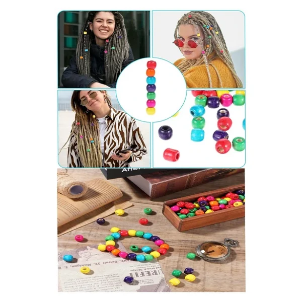 Renkli Ahşap Boncuk 8Mm 50 Li 1 Paket Renkli Ahşap Boyalı Yuvarlak Doğal Boncuklar Saç Takı Tasarım Ektinlik Kreş Okul - Görsel 3