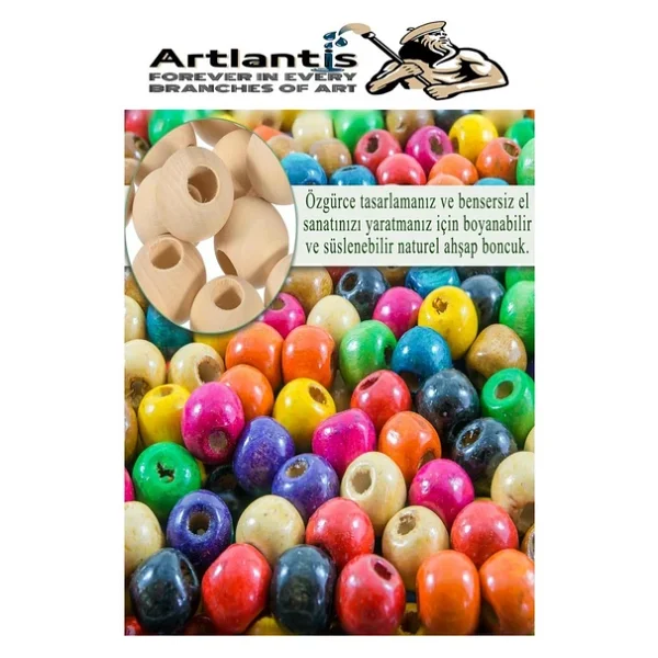 Renkli Ahşap Boncuk 20Mm 50 Li 1 Paket Renkli Ahşap Boyalı Yuvarlak Doğal Boncuklar Saç Takı Tasarım Ektinlik Kreş Okul - Görsel 4