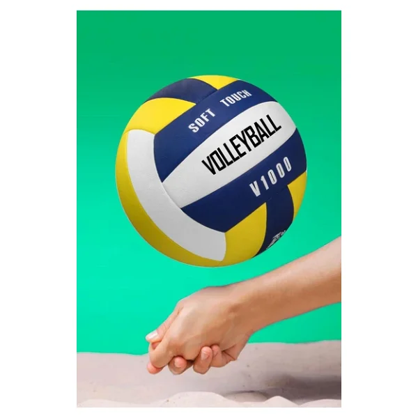 SEMİ-PRO Voleybol Topu Lamineli Beton Zemin SoftTouch İç-Dış Mekana Uygun 8 Panel Sarı-Mavi V1000 - Görsel 7