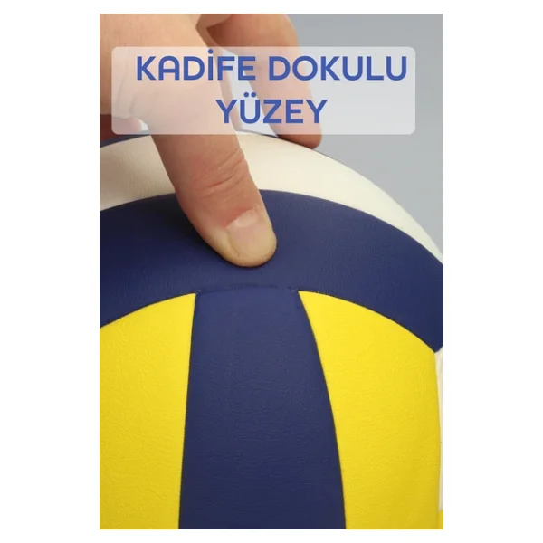 SEMİ-PRO Voleybol Topu Lamineli Beton Zemin SoftTouch İç-Dış Mekana Uygun 8 Panel Sarı-Mavi V1000 - Görsel 8