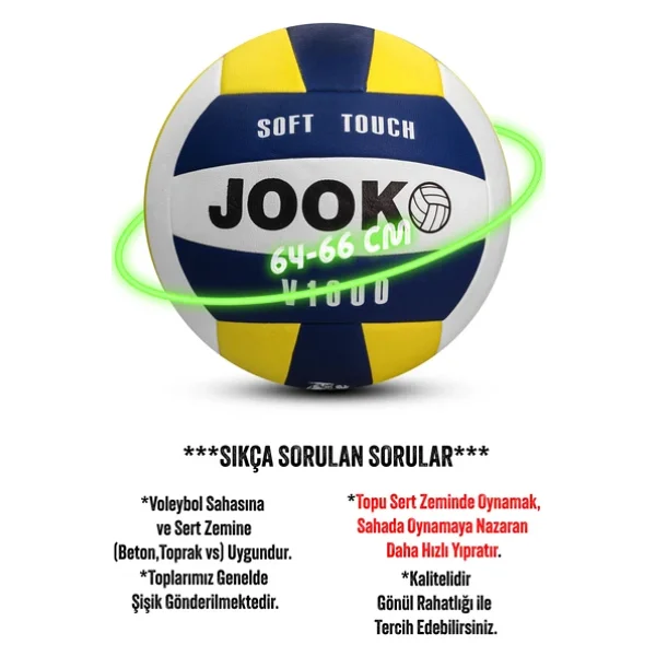 SEMİ-PRO Voleybol Topu Lamineli Beton Zemin SoftTouch İç-Dış Mekana Uygun 8 Panel Sarı-Mavi V1000 - Görsel 6