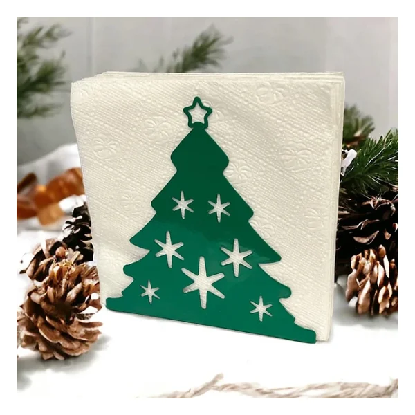 Çam Ağacı Temalı Yeşil Metal Peçetelik Yılbaşı Noel - Görsel 3