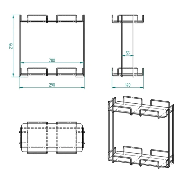 2 Katlı 28x14 Gümüş Banyo ve Kozmetik Düzenleyici - Çift Katlı Sunum ve Servis Tepsisi - Görsel 4