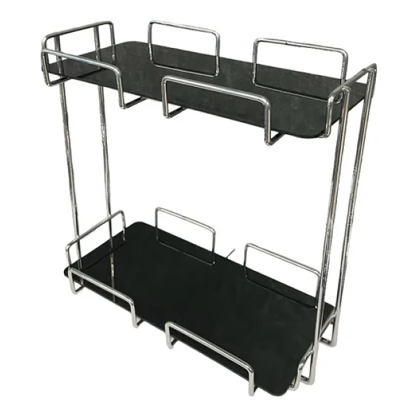 2 Katlı 28x14 Gümüş Banyo ve Kozmetik Düzenleyici - Çift Katlı Sunum ve Servis Tepsisi - Görsel 5