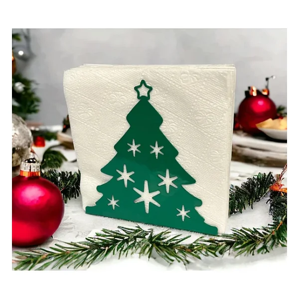 Çam Ağacı Temalı Yeşil Metal Peçetelik Yılbaşı Noel - Görsel 5