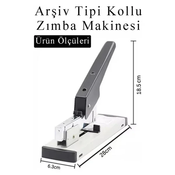 Büyük Boy Zımba Makinesi 1 Adet Arşiv Tipi Zımba Makinası 100 Sayfa Kapasiteli Zımba Teli Hediyeli Kollu Zımba Makinası - Görsel 2