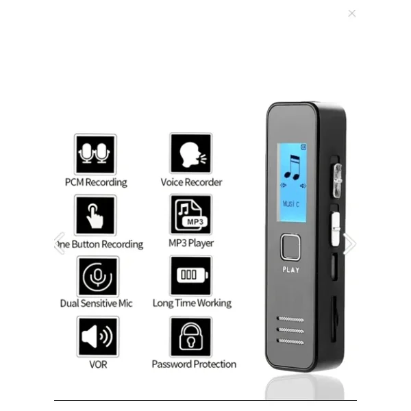 Roxy Dijital Mini Ekranlı 32GB Ses Kayıt Cihazı MP3 Çalar Ders Kaydı Röportaj Kaydı Dinleme1 Cihazı - Görsel 2