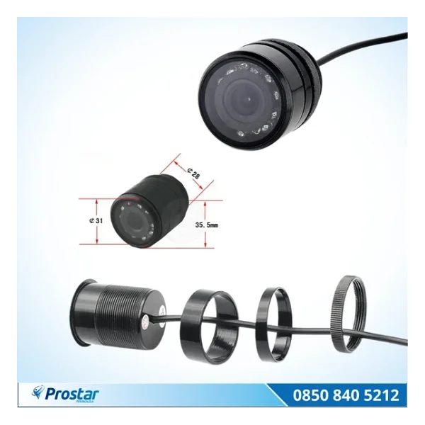 Gece Görüşlü 28 mm Vidalı HD 9 Led Işıklı Geri Görüş Kamerası - Görsel 3