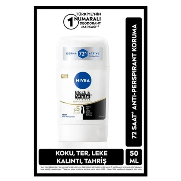 Nivea Invisible For Black & White İpeksi Pürüzsüzlük 50 ml Kadın Stick Deodorant - Görsel 6