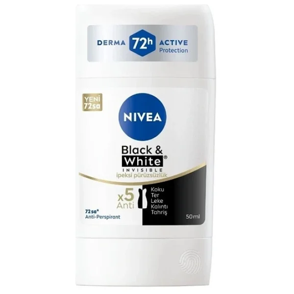 Nivea Invisible For Black & White İpeksi Pürüzsüzlük 50 ml Kadın Stick Deodorant - Görsel 5