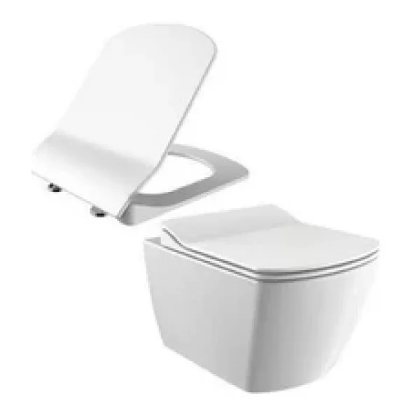 Creavit Elegant Rim-Off Asma Klozet + Yavaş Kapanır Kapak + Vitra Gömme Rezervuar Set - Görsel 4