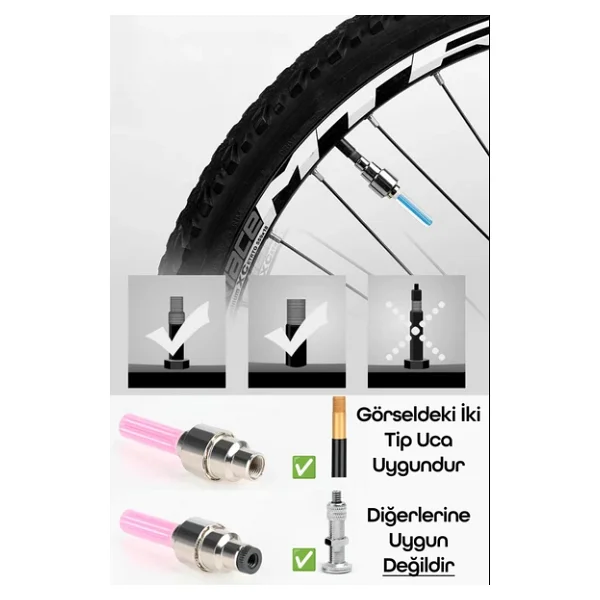 2Li Hareket Sensörlü Bisiklet Teker Işığı Led Araba Motor Tekerlek Lambası Sibop Kapağı Kırmızı 3972 - Görsel 3