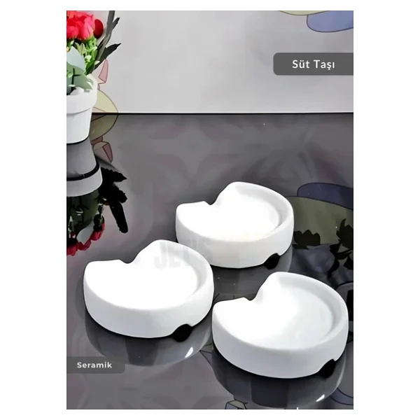 3'lü Set Süt Taşırmaz Taşma Önleyici Porselen 7 cm - Görsel 4