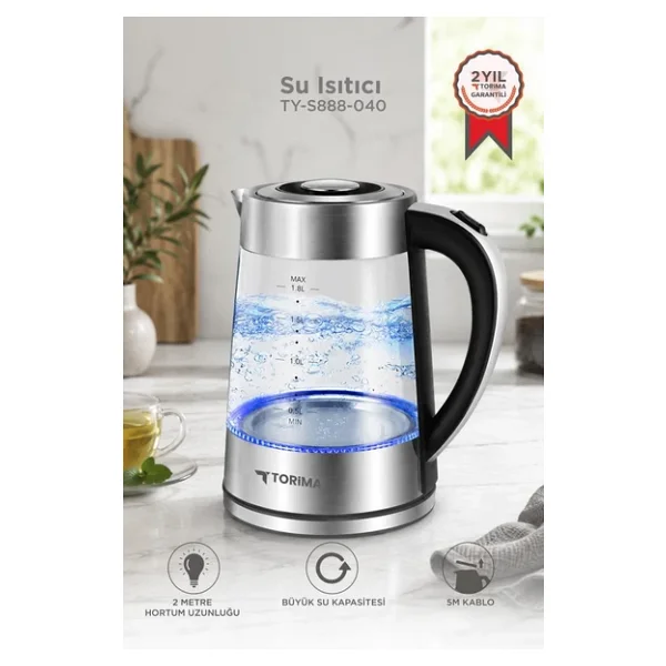 Torima TY-S888-040 1500 W 1.8 lt Cam Kettle - Görsel 8