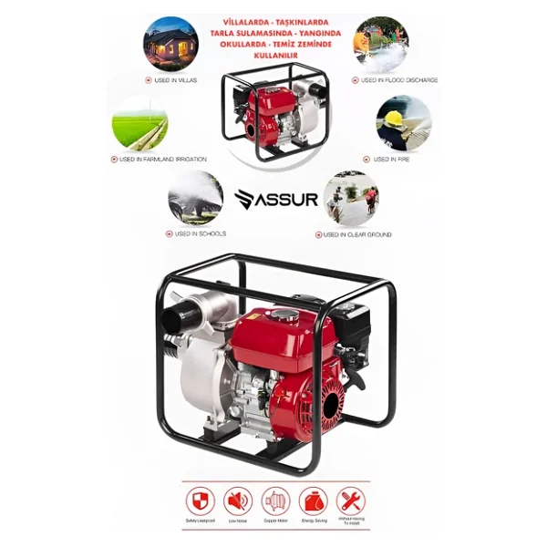 Assur 9,8 Hp Metal Şanzıman Turbo Benzinli Yüksek Performans 3 Parmak Benzinli Su Motoru - Görsel 2