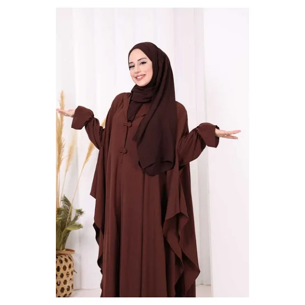 Tunik, Pantolon ve Abaya Üçlü Takım 8663 Kahverengi - Görsel 6