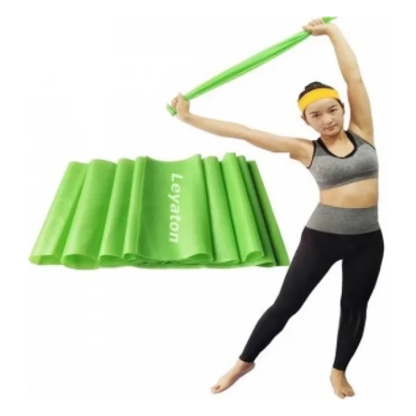 Leyaton Yeşil Pilates Bandı Jimnastik Plates Lastiği 120x15 cm Egzersiz Aerobik Bant 1 Adet - Görsel 2