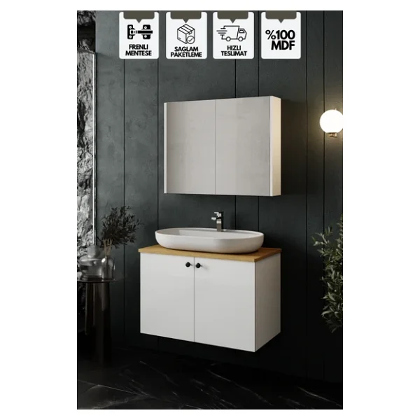 Karen Liva 80 cm Banyo Dolabı Seti - Görsel 3