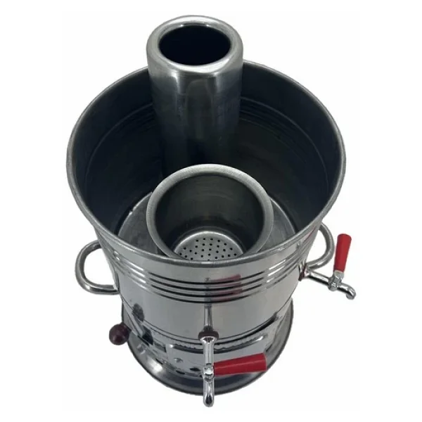 Paslanmaz 304 Çelik 5 litre Çift Hazneli Demlikli Semaver - Görsel 10