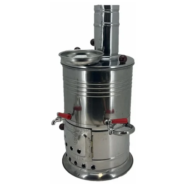 Paslanmaz 304 Çelik 5 litre Çift Hazneli Demlikli Semaver - Görsel 9