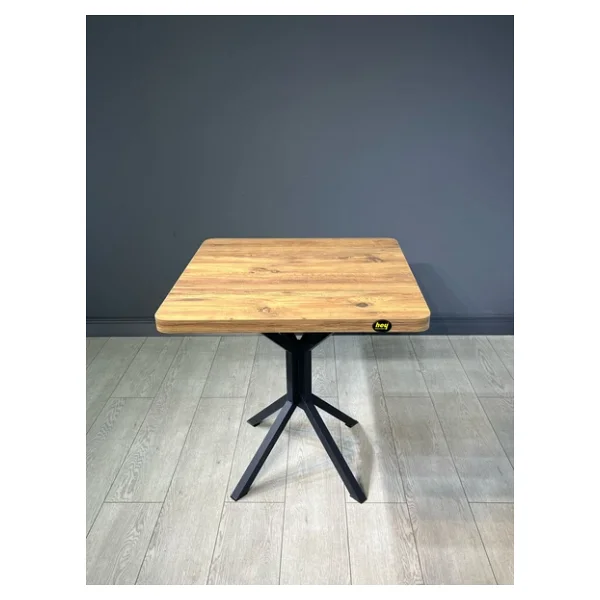 Hey Modüler Mobilya Tepe Atlantik Çam Mutfak Yemek Masası Balkon Masası Kavisli Köşe Siyah Ayak 70 Cm - Görsel 6