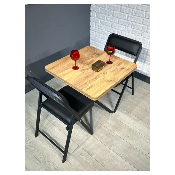 Hey Modüler Mobilya Tepe Atlantik Çam Mutfak Yemek Masası Balkon Masası Kavisli Köşe Siyah Ayak 70 Cm - Görsel 5
