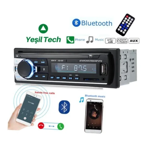 EXVOL Kingwin Araba Oto Teyp Bluetooth Usb 2 Amfi Çıkışlı Ek Sogutmalı Aux Sd 2 Yıl Garantili - Görsel 2