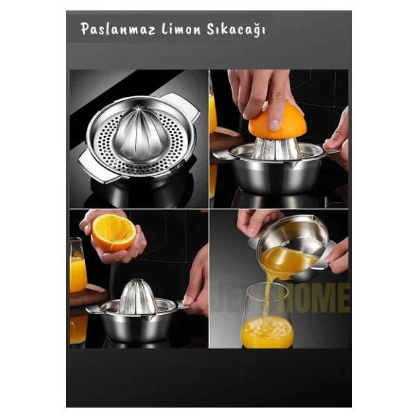 Narenciye Sıkacağı Paslanmaz Portakal Sıkacağı Krom Limon Sıkacağı Çap 17 cm - Görsel 5