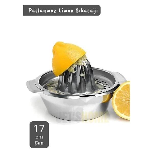 Narenciye Sıkacağı Paslanmaz Portakal Sıkacağı Krom Limon Sıkacağı Çap 17 cm - Görsel 3
