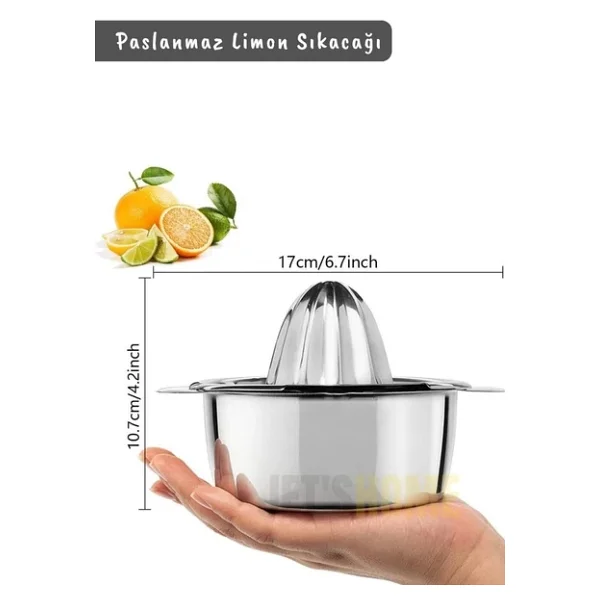 Narenciye Sıkacağı Paslanmaz Portakal Sıkacağı Krom Limon Sıkacağı Çap 17 cm - Görsel 4