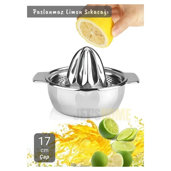 Narenciye Sıkacağı Paslanmaz Portakal Sıkacağı Krom Limon Sıkacağı Çap 17 cm - Görsel 2