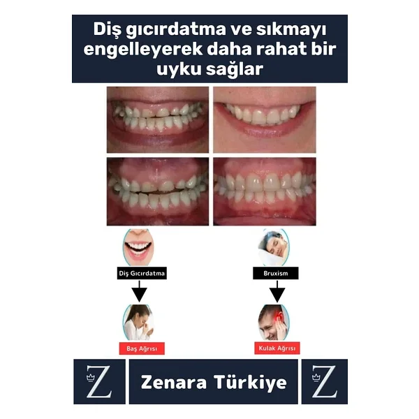 Premium Diş Çene Sıkma Gıcırdatma Bruksizm Önleme Gece Plağı Koruyucu Uyku Aparatı +Protez Kap - Görsel 2