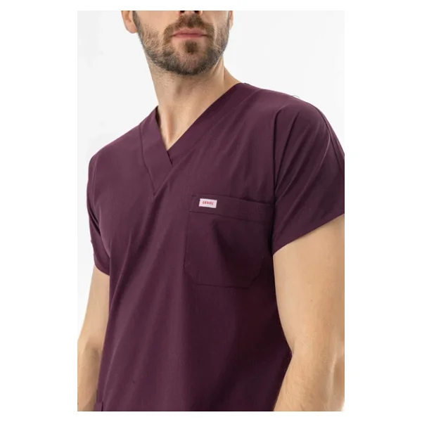 Likra Yarasa Kol Doktor Hemşire Forması Alt Üst Takım Mürdüm (LYRS1012) - Görsel 10
