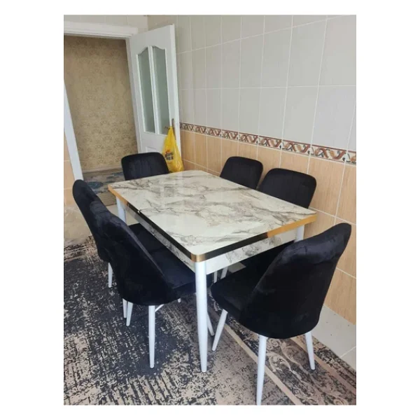 Lajibu %100 Mdf Açılabilir Masa Sandalye Takımı 6 Kişilik Yemek Masası Takımı Masa Sandalye - Görsel 2